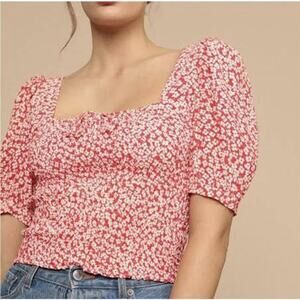 NWOT ROUJE PARIS Katia Puff Sleeve Blouse in Red SZ 38